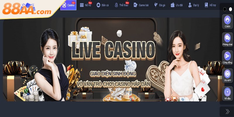 Các trò chơi phổ biến tại casino 88aa